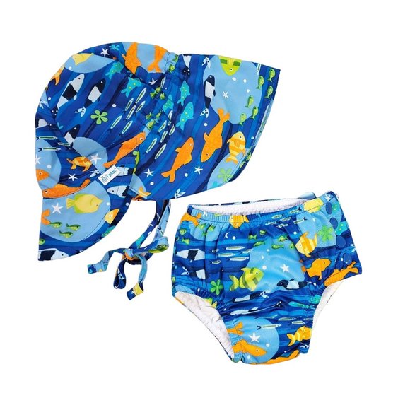 I-Play Hat and Swim Diaper Set 12 Months Blue - Picture 1 of 12